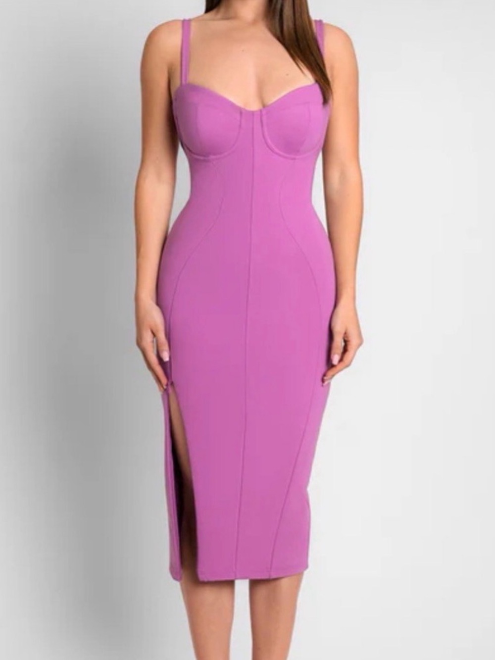 TA3 Seamed Lushy Midi Dress - Mulberry